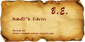 Babák Edvin névjegykártya